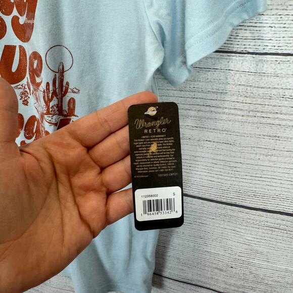 Wrangler Women's Blue "Long Live Cowgirls" Rodeo Graphic Tee Size Small - Picture 3 of 7